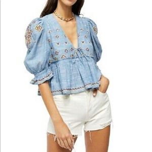 free people tallulah embroidered blouse